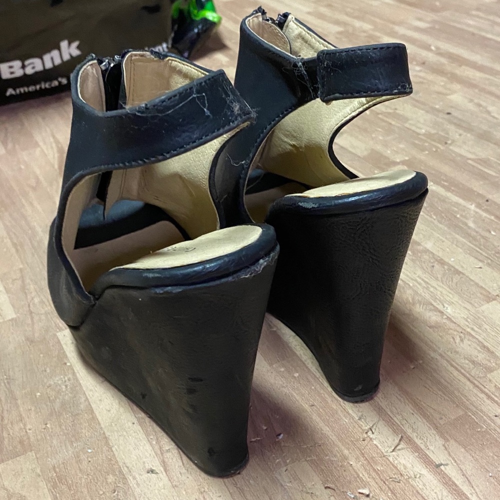 Black Zip Up Wedge Heel - Picture 4 of 7